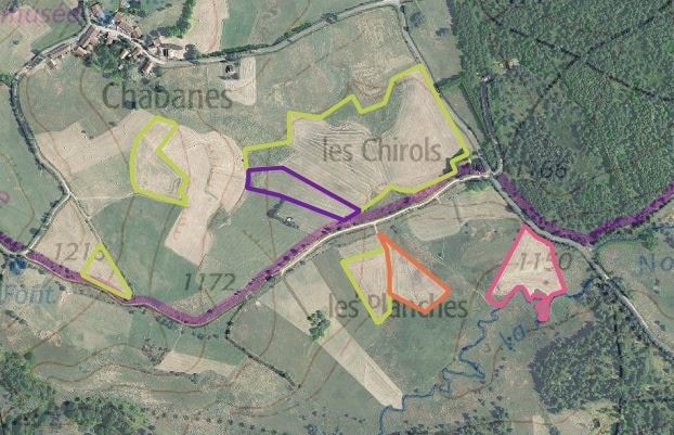 Parcelles concernées par les mesures d’urgence sur le plateau ardéchois (Ardèche) en 2024