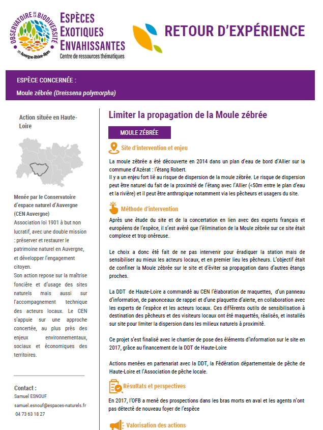 Page de couverture de la fiche retour d'expérience