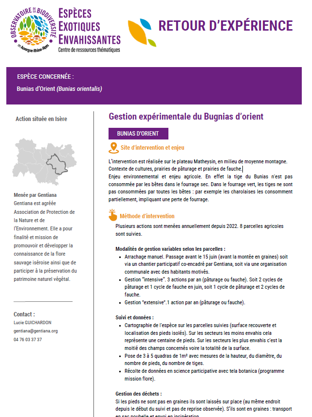 Page de couverture de la fiche retour d'expérience