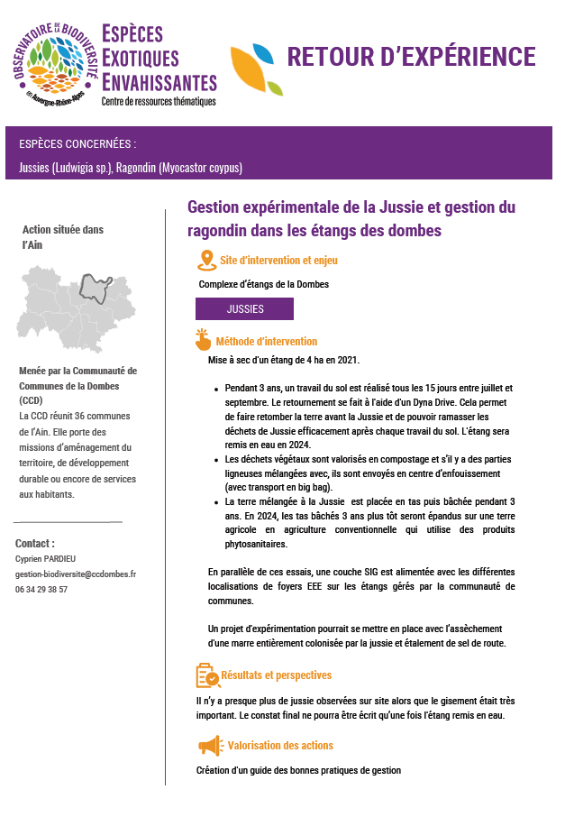 Page de couverture de la fiche retour d'expérience