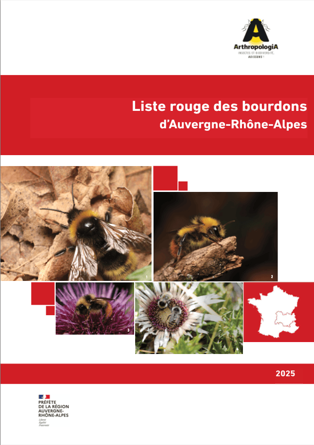 Page de couverture de la liste rouge régionale des bourdons en Auvergne-Rhône-Alpes